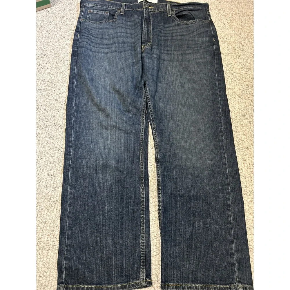 Levi Signature Gold Regular Jeans Men's 42x30 Dark Blue Wash Straight Denim‎